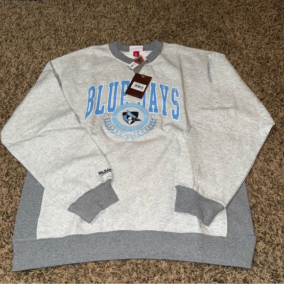 NEW Mitchell & Ness Johns Hopkins Blue Jays Logo Fleece Crewneck Men’s Large